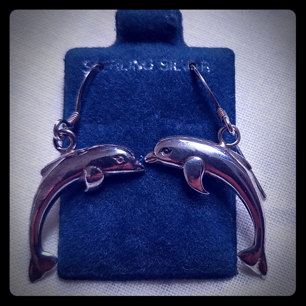Sterling Silver dolphin earrings with french hooks